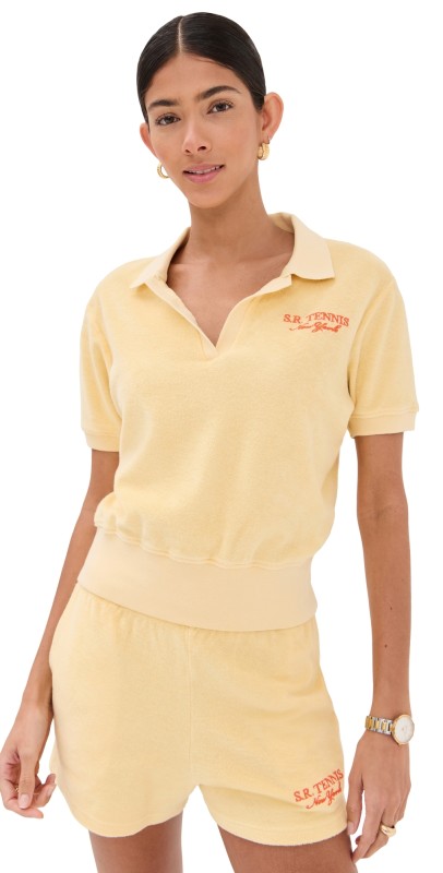 Sporty & Rich SR Sport Terry Polo Almond Pomodoro