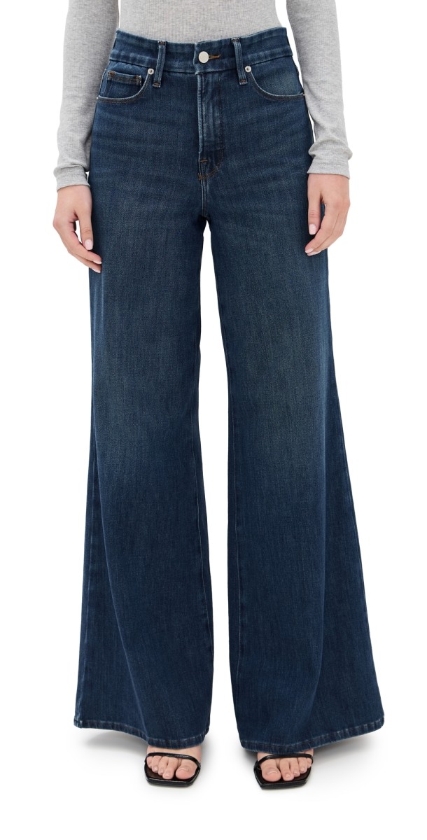 Good American Good Waist Palazzo Jeans Indigo977
