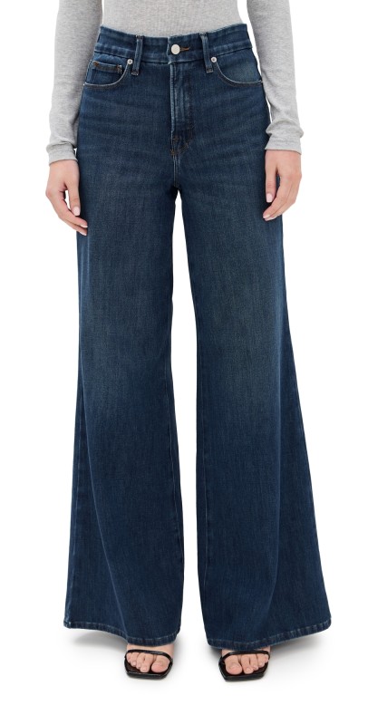 Good American Good Waist Palazzo Jeans Indigo977
