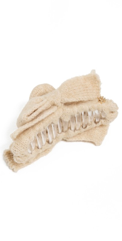 Lele Sadoughi Cable Knit Bow Claw Clip Ivory