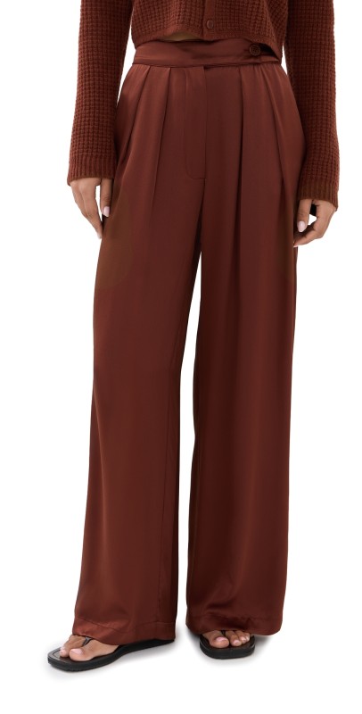 Sablyn Brooke High Rise Double Pleat Trousers Mahogany