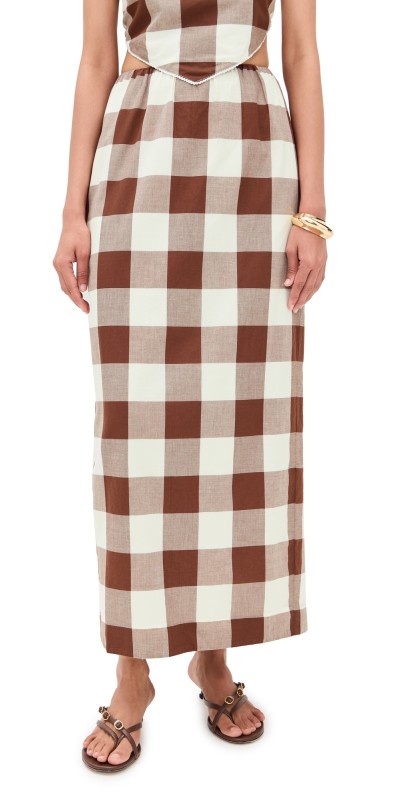 POSSE Mira Skirt Mocha Gingham
