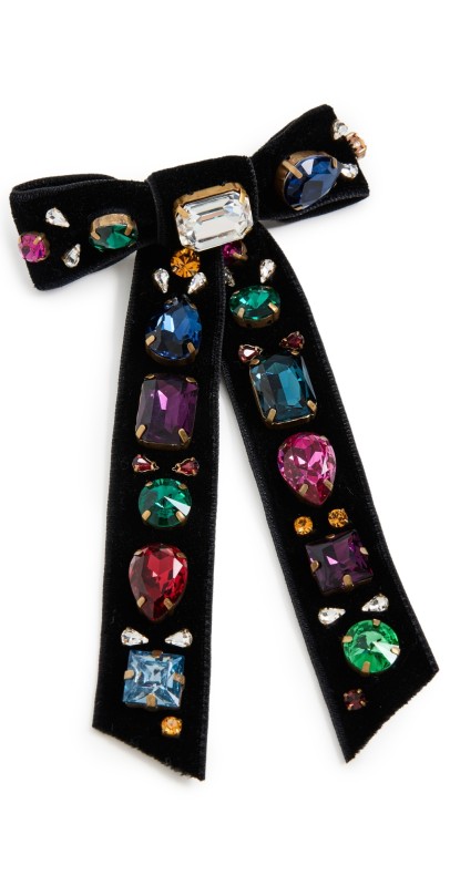 Jennifer Behr Lucia Velvet Bow Barrette Black Mult
