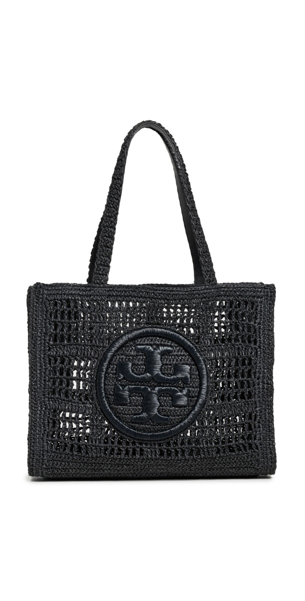 Tory Burch Ella Hand Crocheted Small Tote Black
