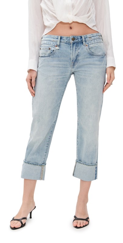 R13 Cuffed Boy Straight Jeans Elroy Selvedge Blue