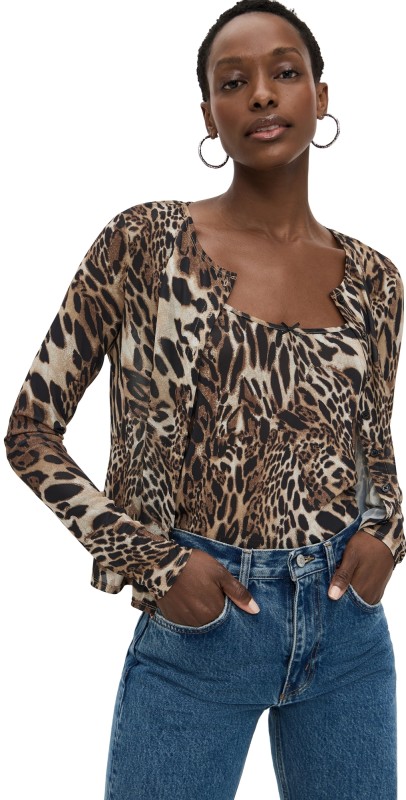 WAYF Cami and Shirt Set Leopard Print