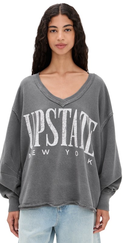 Free People We The Free Venice Graphic Sweatshirt Washed Black Combo