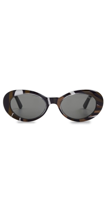 Pucci Round Sunglasses Animal Print/Smok