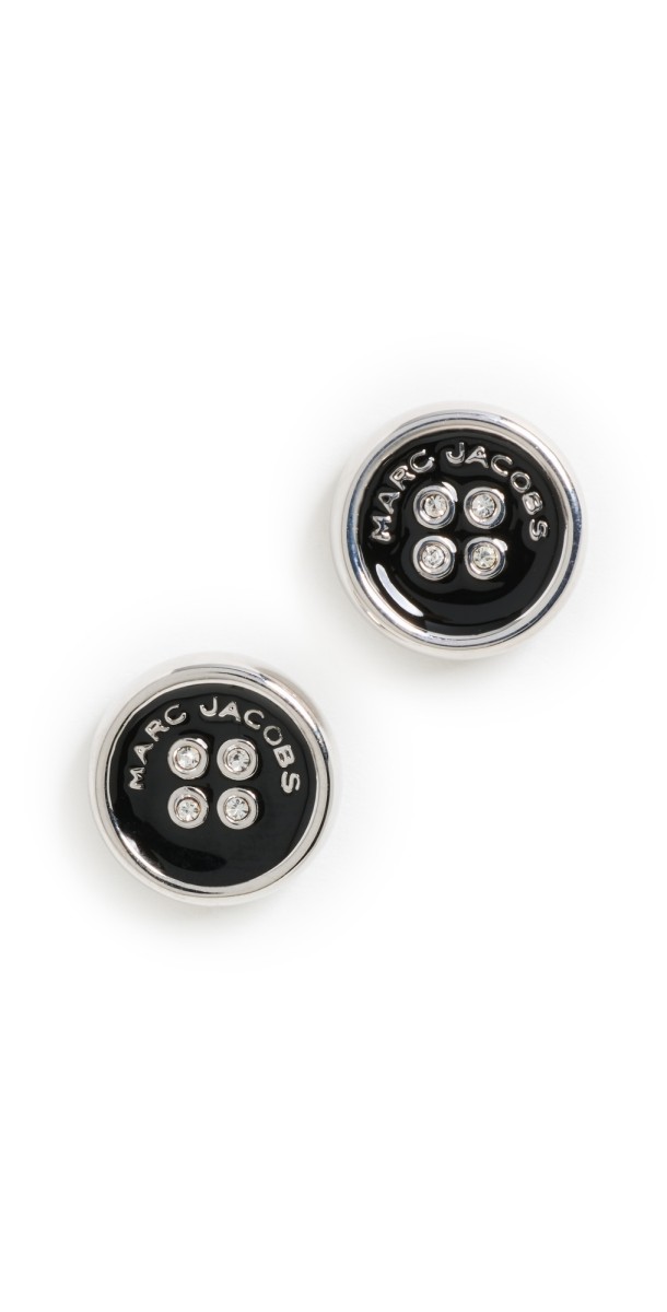 Marc Jacobs Button Stud Earrings Silver/Black