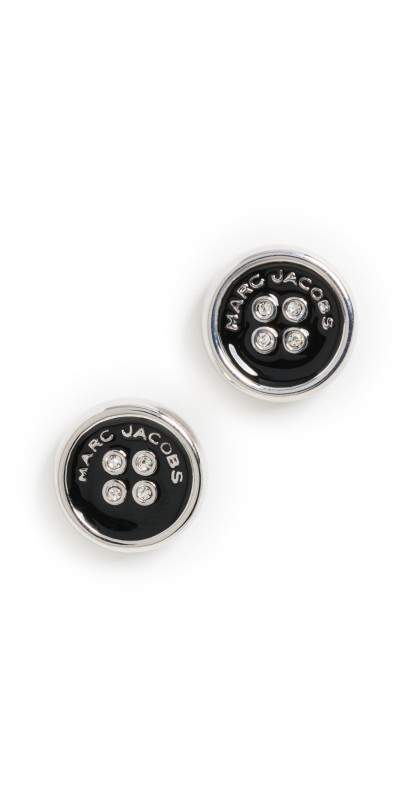 Marc Jacobs Button Stud Earrings Silver/Black