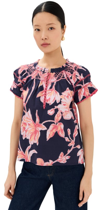Figue Rosie Top Floral Sketch Royal Dusk