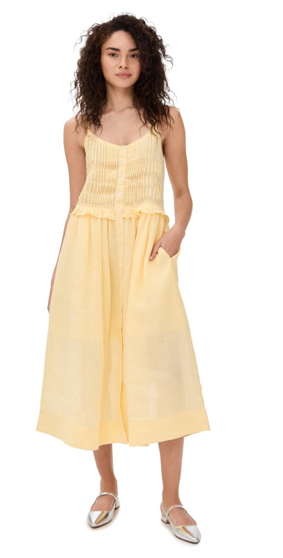 Sea Zora Solid Tank Button Down Dress Butter
