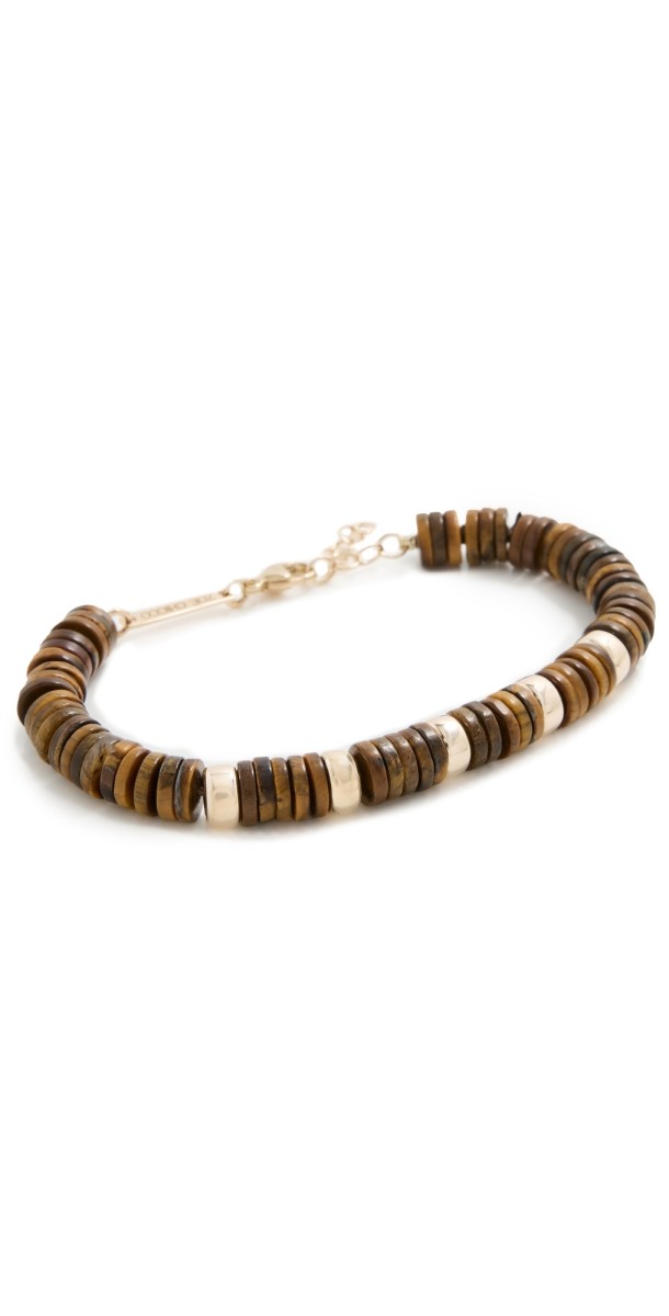 Zoe Chicco 14k Gold & Tiger Eye Heishi Rondelle Beads Bracelet 14k Yellow Gold/Tiger's Ey