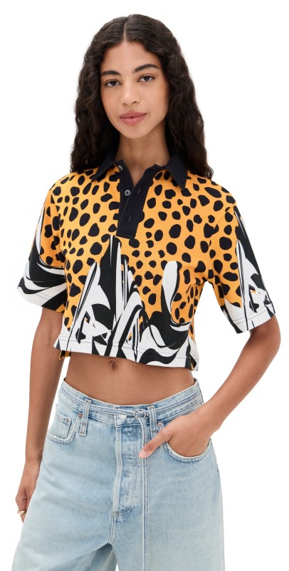 BruceGlen Cheetah Print Polo Cheetah Spot
