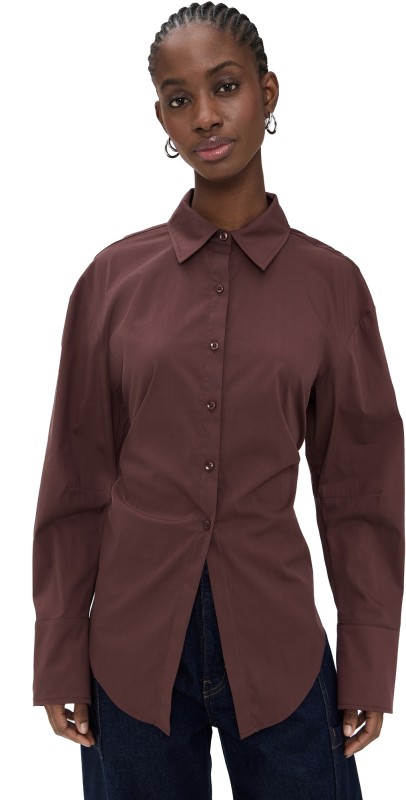 SIMONMILLER Loch Poplin Button Up Choco Brown