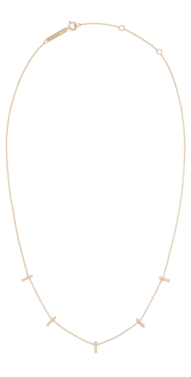 Zoe Chicco 14k Gold 5 Tiny Bar Station Necklace 14k Yellow Gold