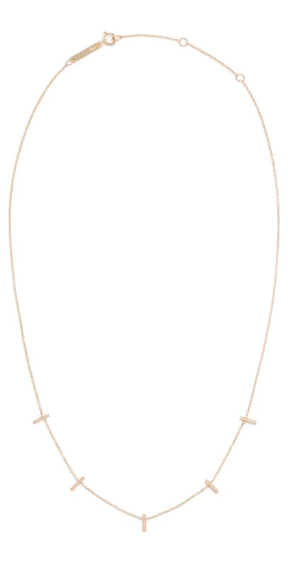 Zoe Chicco 14k Gold 5 Tiny Bar Station Necklace 14k Yellow Gold