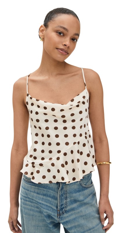 ASTR the Label Everli Top Brown Polka Dot