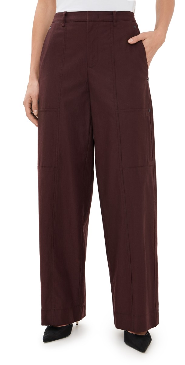 Vince Mid Rise Cotton Wool Utility Pants Cherry Night