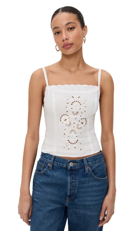 Reformation Eva Linen Top White