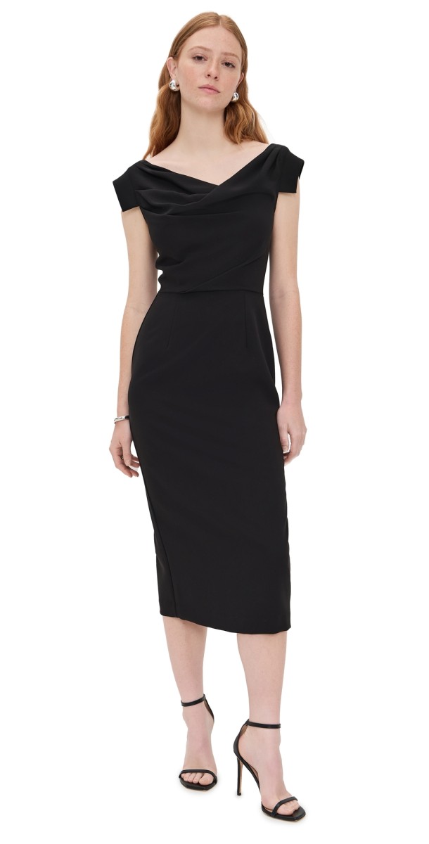 Black Halo Jacqueline Midi Dress Black
