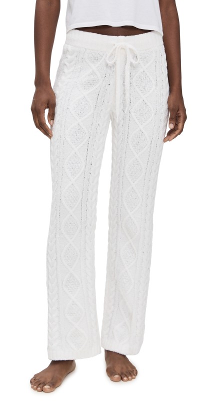 PJ Salvage Cozy Chenille Cable Knit Pants Ivory