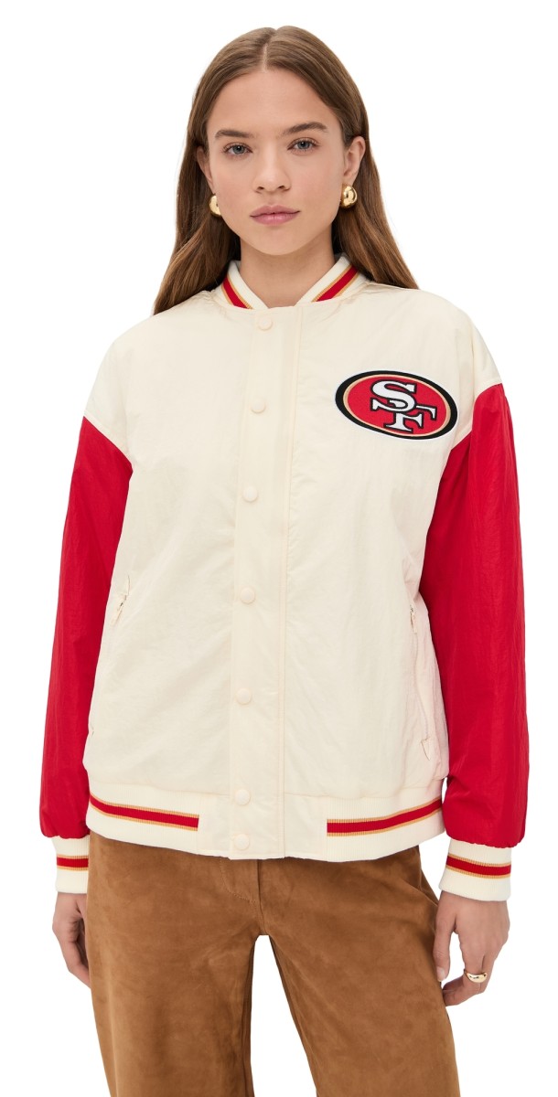 Terez 49rs Colorblock Bomber Jacket 49ers Sugar Swizzle/Red