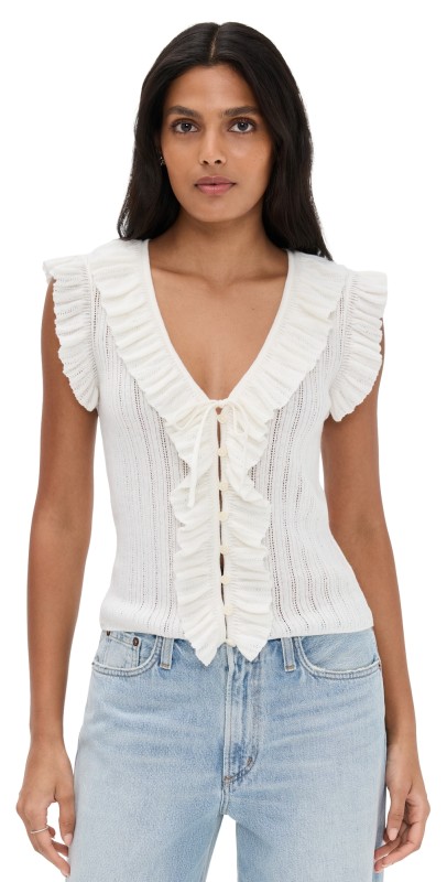 LoveShackFancy Elizabelle Top Dove Blanc