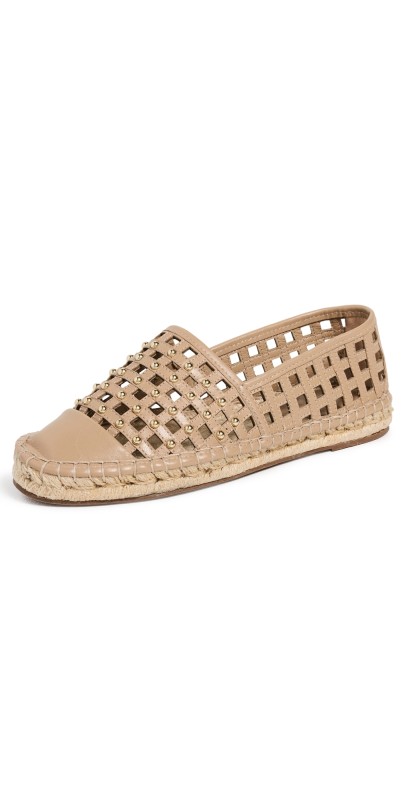 Cinq à Sept Rochel Cage Studded Espadrille Flats Brown Sugar