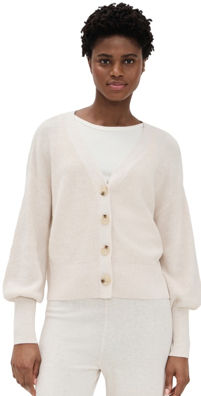 Eberjey Fine Gauge Sweater Cardigan Almond Heather
