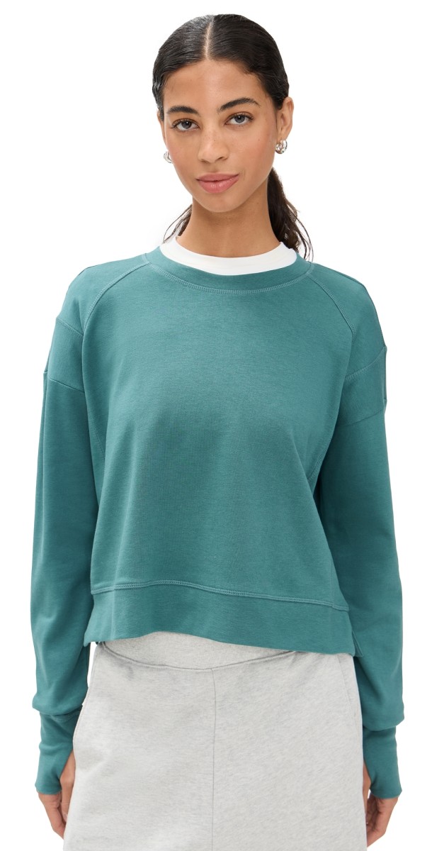 Sweaty Betty After Class Crop Sweatshirt Glade Green