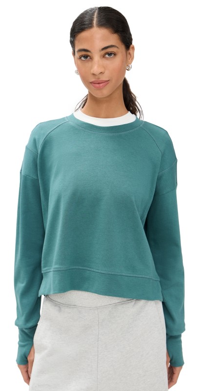 Sweaty Betty After Class Crop Sweatshirt Glade Green