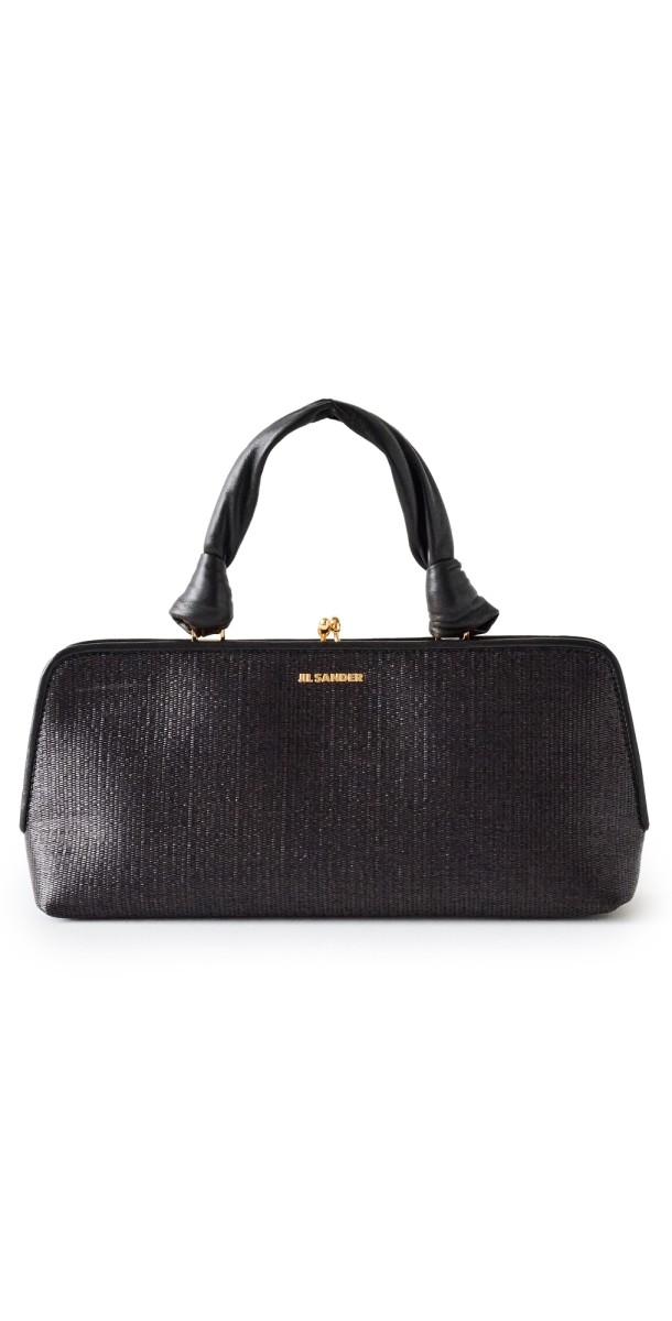 Jil Sander Goji Small Raffia Handbag Black