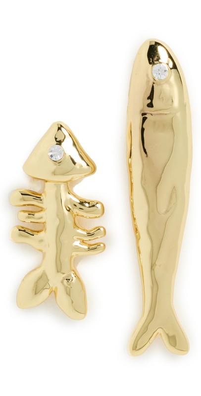 Eliou Sardine and Fishbone Earrings Gold Plated
