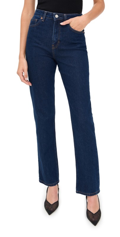 Reformation Jax Stretch High Rise Straight Jeans Seneca