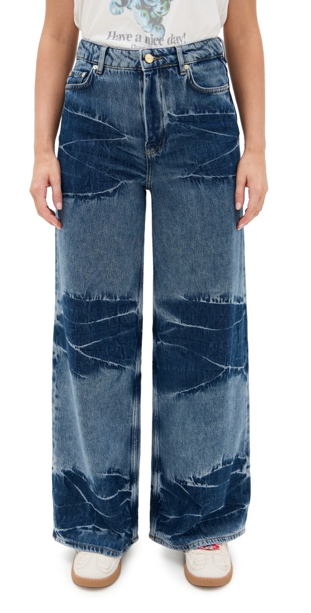 GANNI Soft Rigid Denim Marri Jeans Mid Blue Vintage