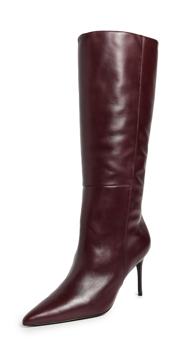 Black Suede Studio Kath Boots 80mm Bordeaux Leather