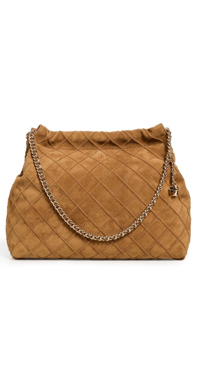 Tory Burch Fleming Suede Hobo Bag Chicory Brow
