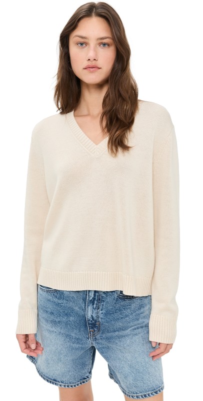 Jenni Kayne Simone V Neck Pullover Ivory