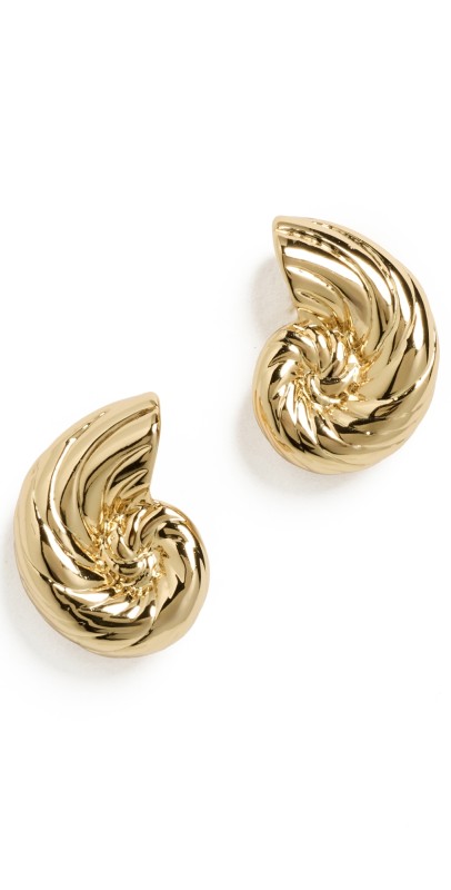 Lele Sadoughi Nautilus Shell Stud Earrings Gold