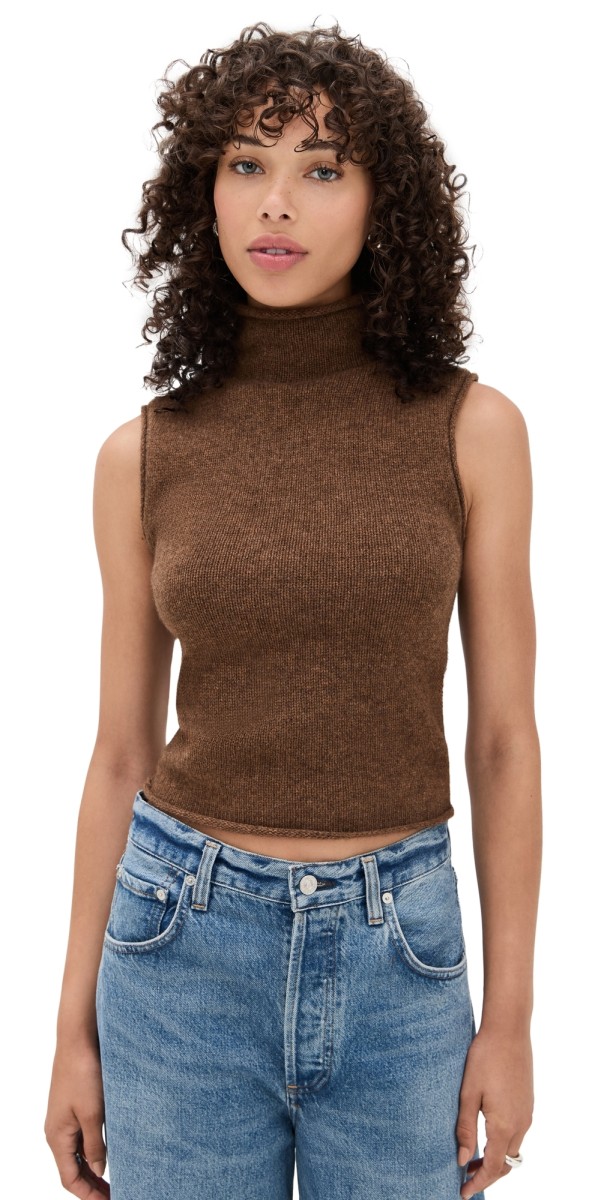 Joe's Jeans The Stevie Sleeveless Roll Neck Sweater Cinnamon