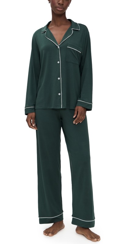 Eberjey Gisele Long Pajama Set Pine/Ivory