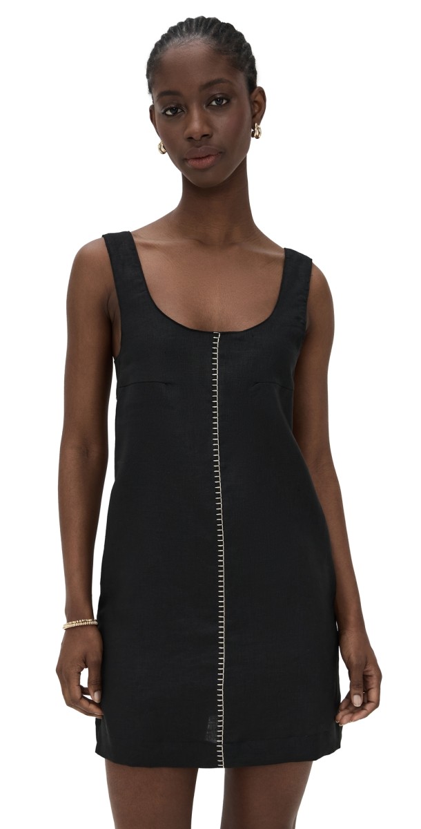 Little Lies Embroidery Stitch Short Dress Black