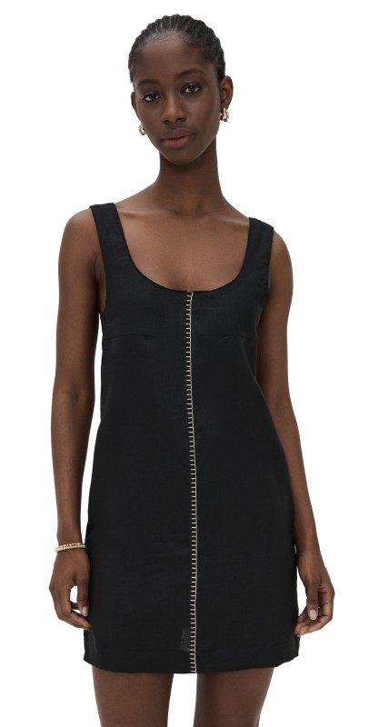 Little Lies Embroidery Stitch Short Dress Black