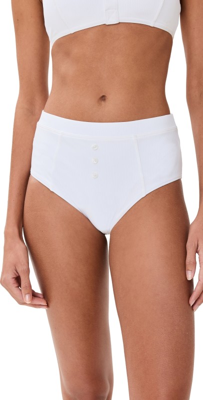 STAUD Gia Bikini Bottoms Bright White