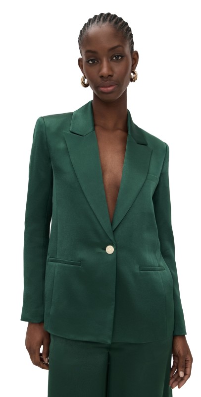 alice + olivia Silas Single Breasted Blazer Green Mystique