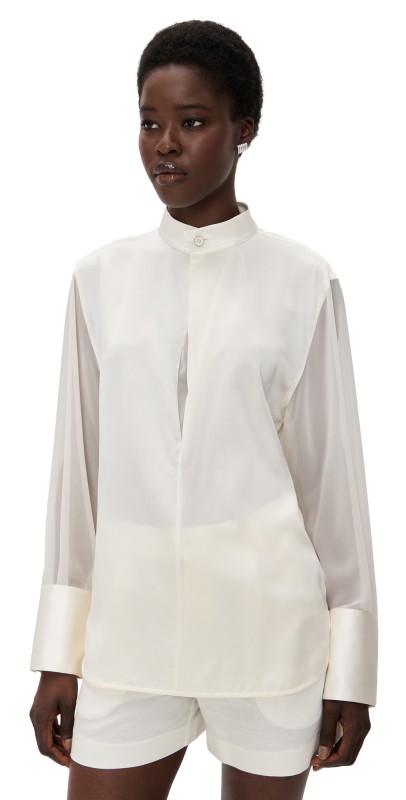 Helmut Lang Relaxed Silk Shirt Ivory