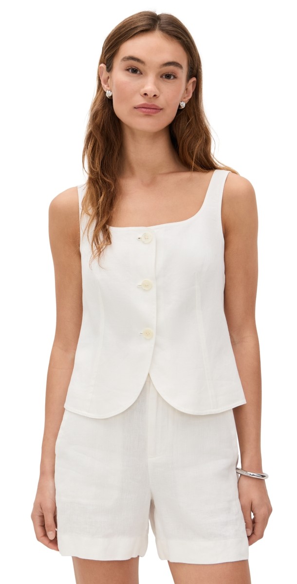 Alex Mill Luna Vest In Linen Off White