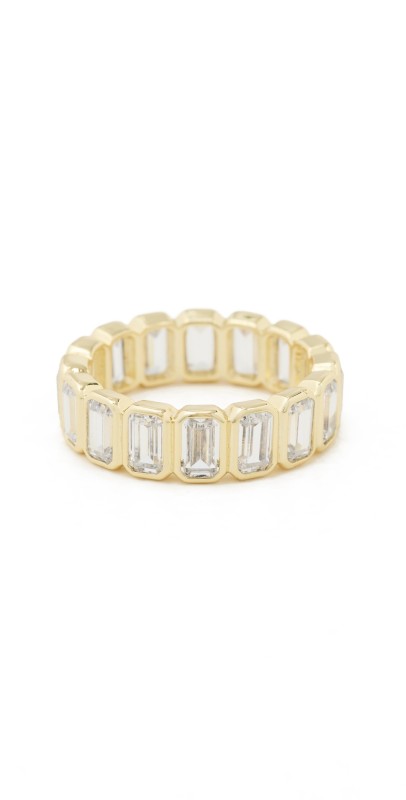 By Adina Eden Cubic Zirconia Bezel Baguette Eternity Band Gold