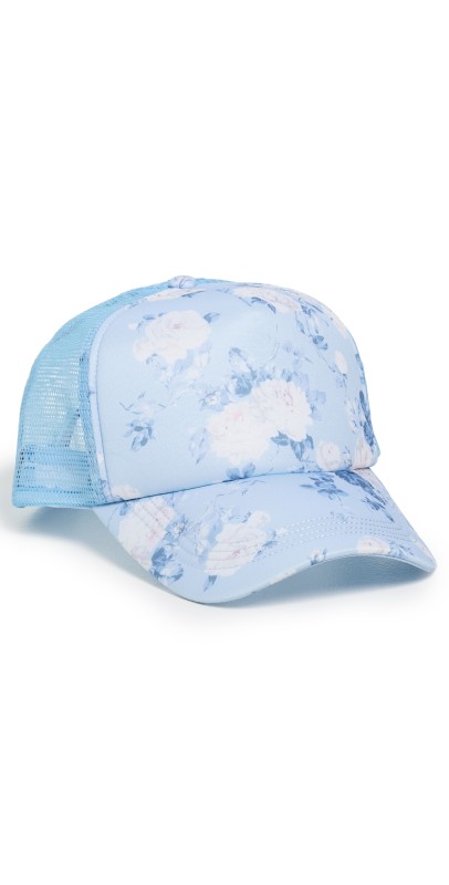LoveShackFancy Joni Trucker Hat STRAWBERRY MACAROON